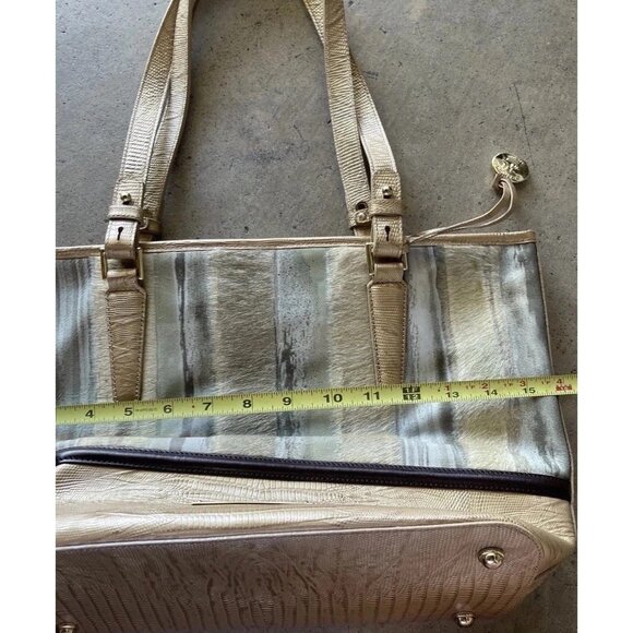 BRAHMIN Medium Classy Asher Leather Shoulder Tote/Bag-Gold Tones W Match Wallet - Picture 6 of 16